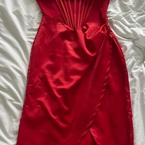 Elegant Red Satin Dress